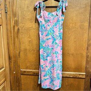 Lilly Pulitzer Maleka Maxi Dress Tropical Punch Size L - EUC